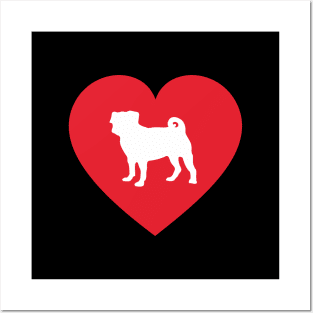 Heart with a Pug Silhouette Posters and Art